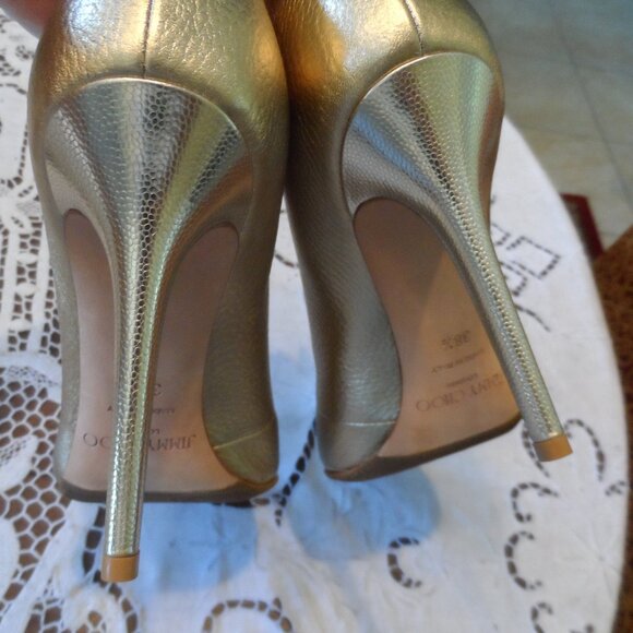 New Jimmy Choo Gold Metallic Ankle Boots w/Front Chain Detail Size 38.5B - Picture 13 of 16